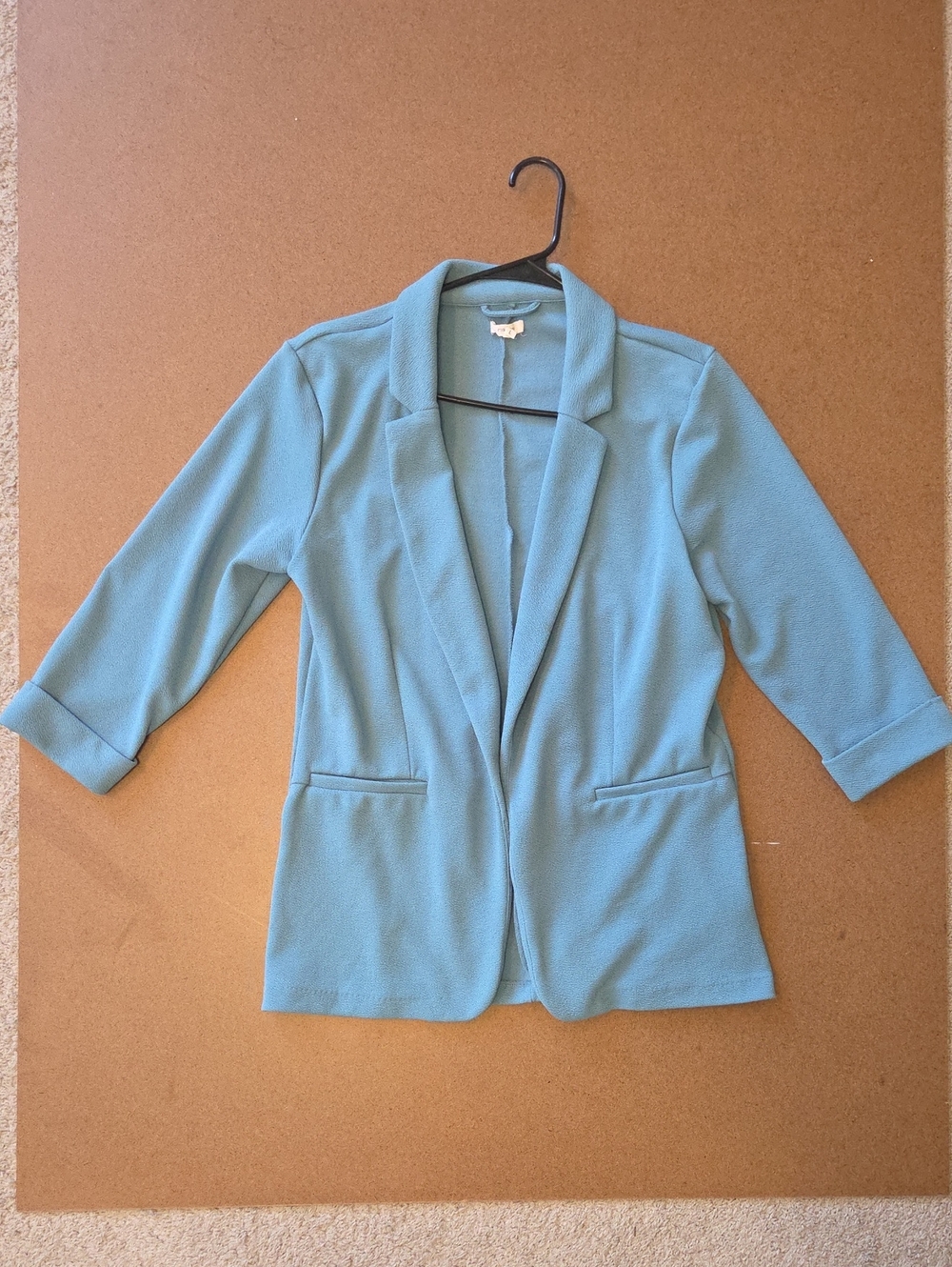 Light Blue Women's Open Front Blazer Jacket